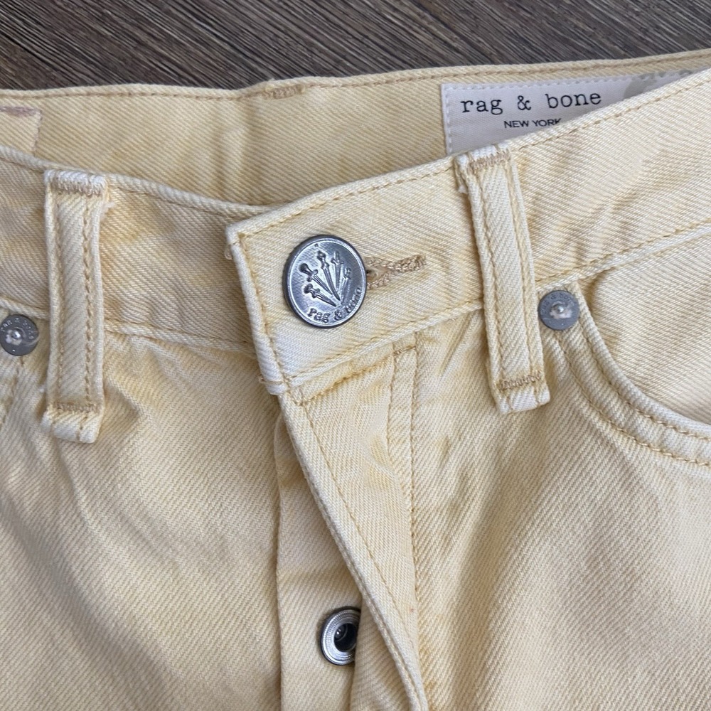 Rag & Bone Maya High-Rise Shorty Shorts Beigne Organic Cotton Denim Size 27 - Picture 3 of 7
